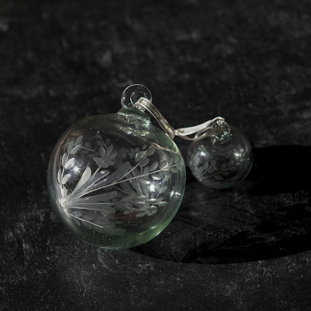 Handblown Etched Glass Ornament - Small