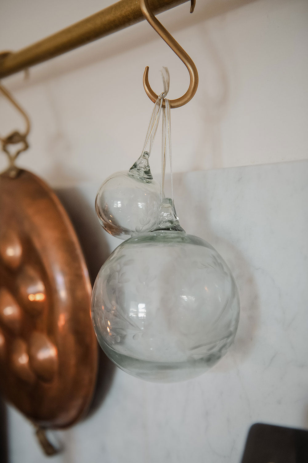 Handblown Etched Glass Ornament - Small