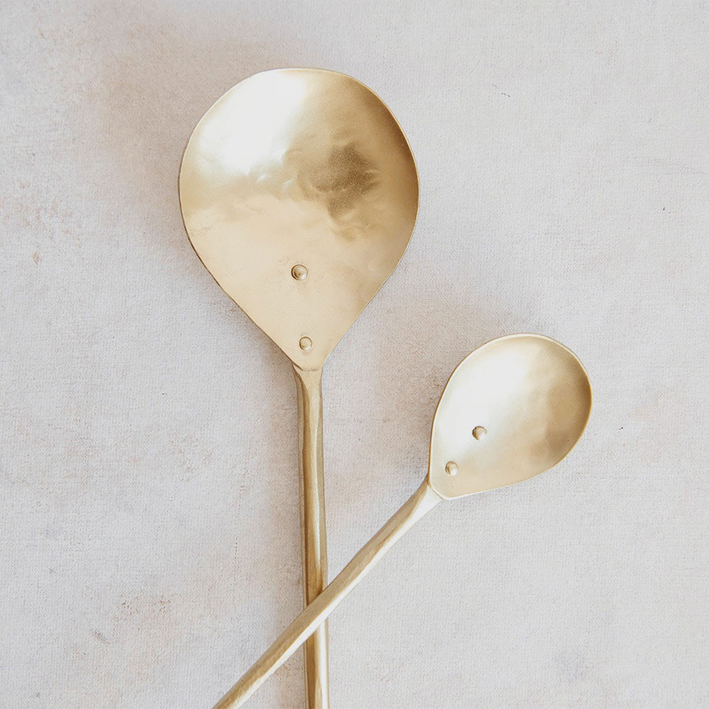 Hand Forged Spoon Set Brass – - Main Image