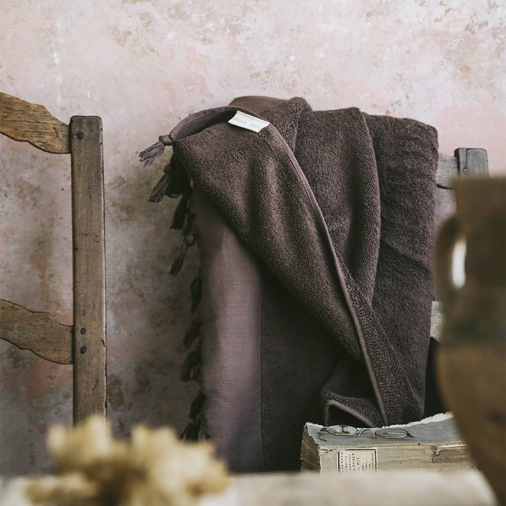 Hand-loomed Cotton Towel - Plum Chocolate