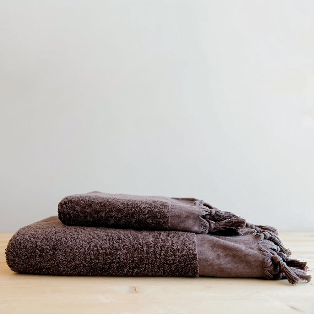 Hand-loomed Cotton Towel - Plum Chocolate