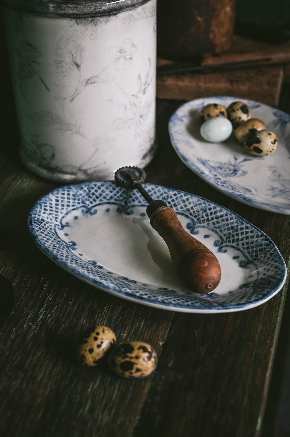 Hand-Painted Indigo Ceramic Tray