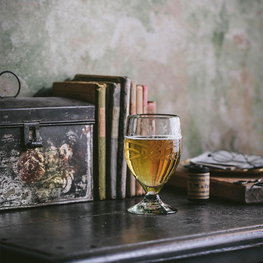 Hand-etched Floral Goblet