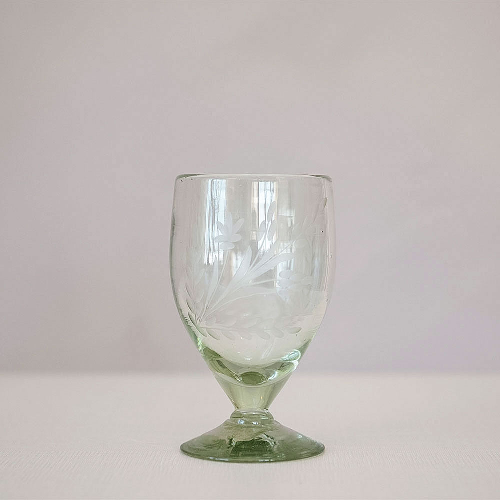 Hand-etched Floral Goblet