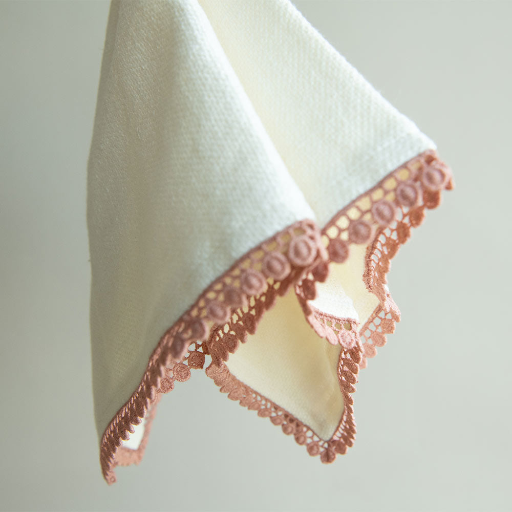 Heavyweight Table Linens with Lace Detail - Cream