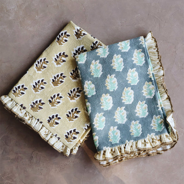 Dawn Block-Printed Heavyweight Linen Tea Towel