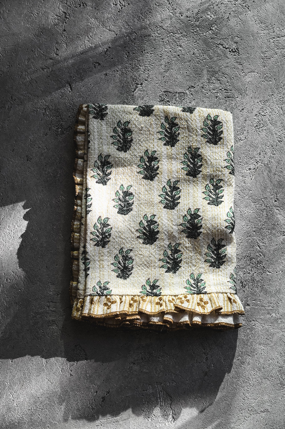 Block-Printed Heavyweight Linen Tea Towel