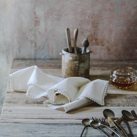 Linen & Lace Napkin Set of 2 - Natural