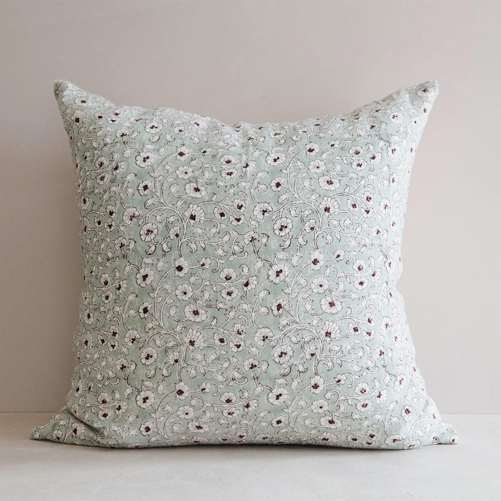 Linen Hand Block-Printed Pillow Cover No. 0231