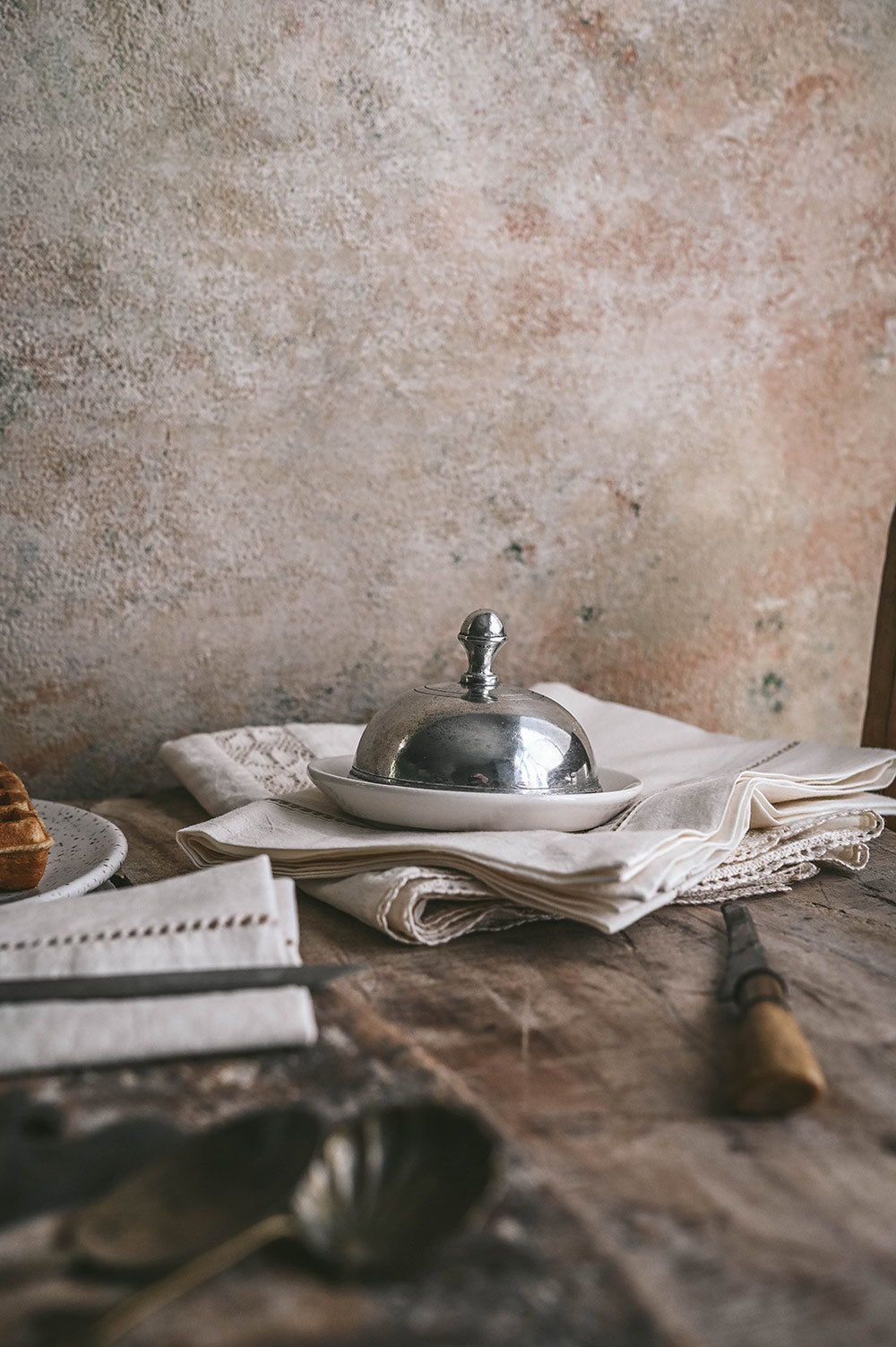 Mini Pewter & Ceramic Butter Dish Set