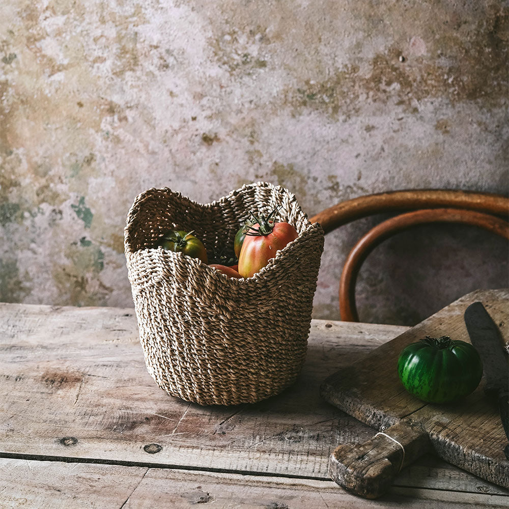 Mini Woven Scallop Basket - Natural