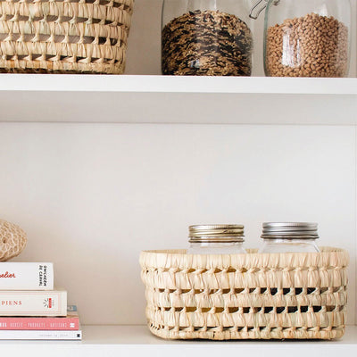 Open Weave Palm Leaf Table Basket