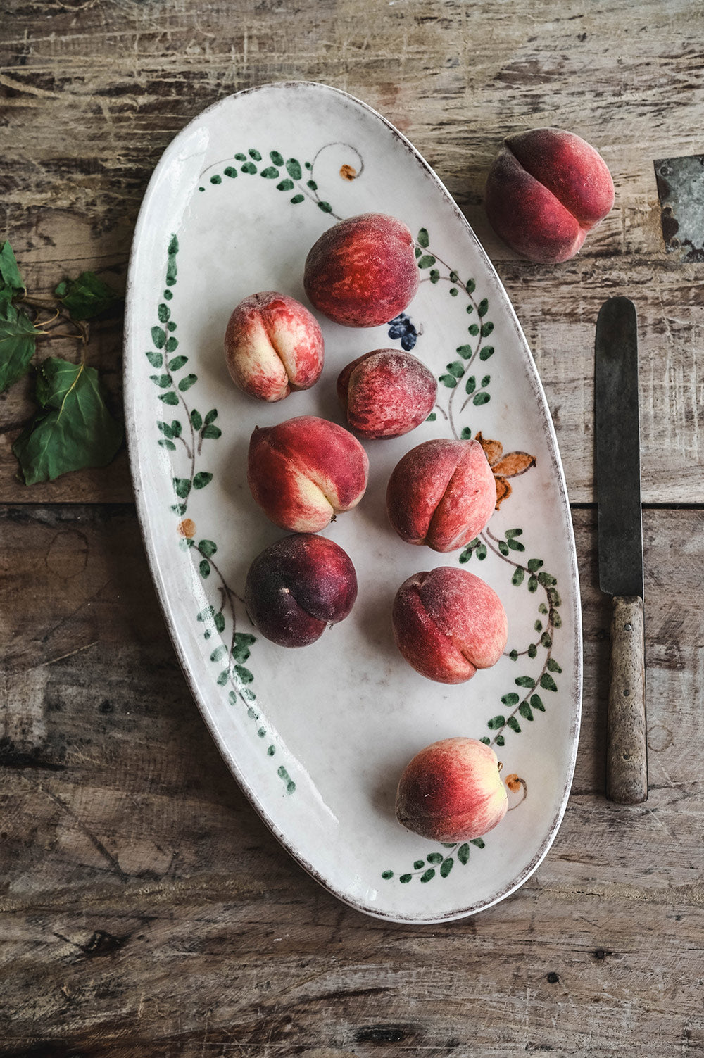 Hand-Painted Oval Ceramic Vine Platter