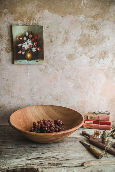 Oversized Mahogany Wooden Bowl