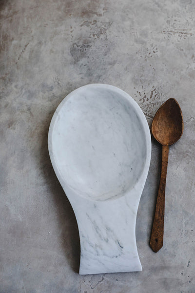 Oversized Marble Spoon Rest - Light