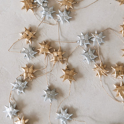 Palm Leaf Star Garland - Gold & Silver