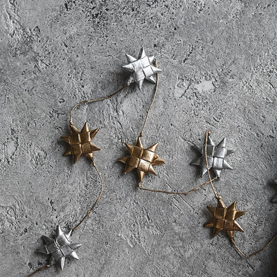 Palm Leaf Star Garland - Gold & Silver