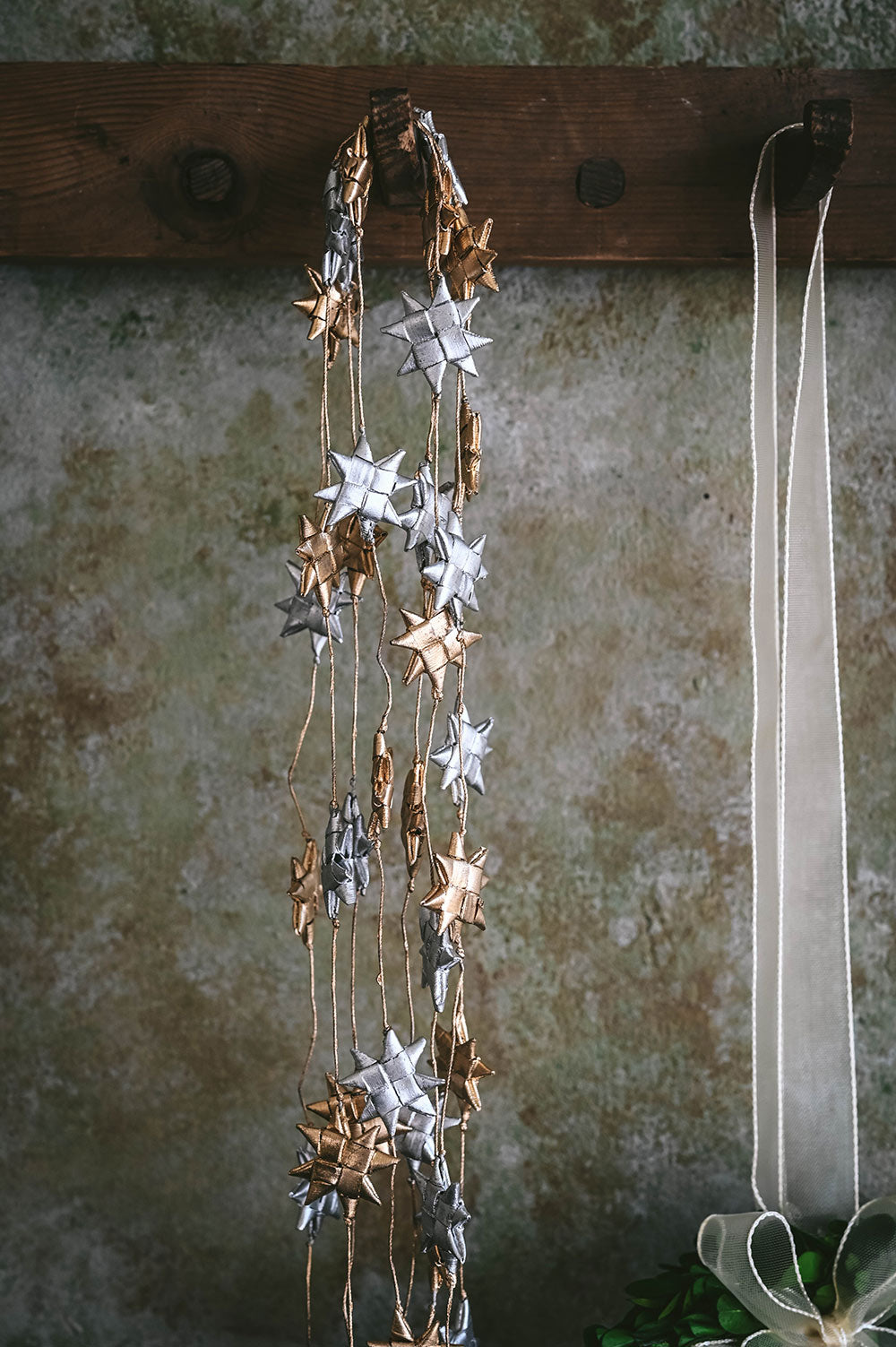 Palm Leaf Star Garland - Gold & Silver