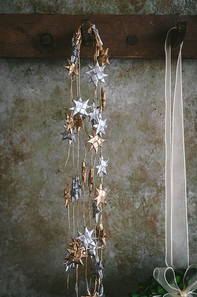 Palm Leaf Star Garland - Gold & Silver