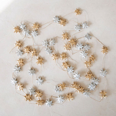 Palm Leaf Star Garland - Gold & Silver