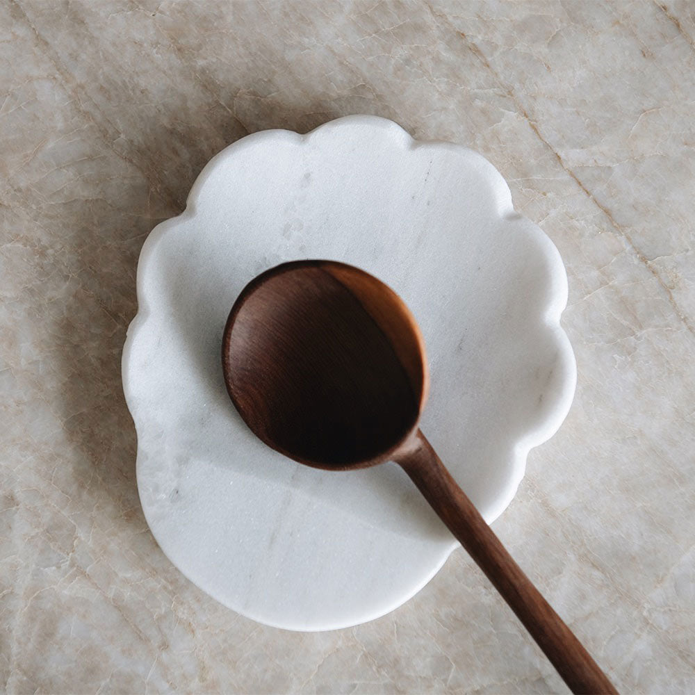 Petal Marble Spoon Rest - White