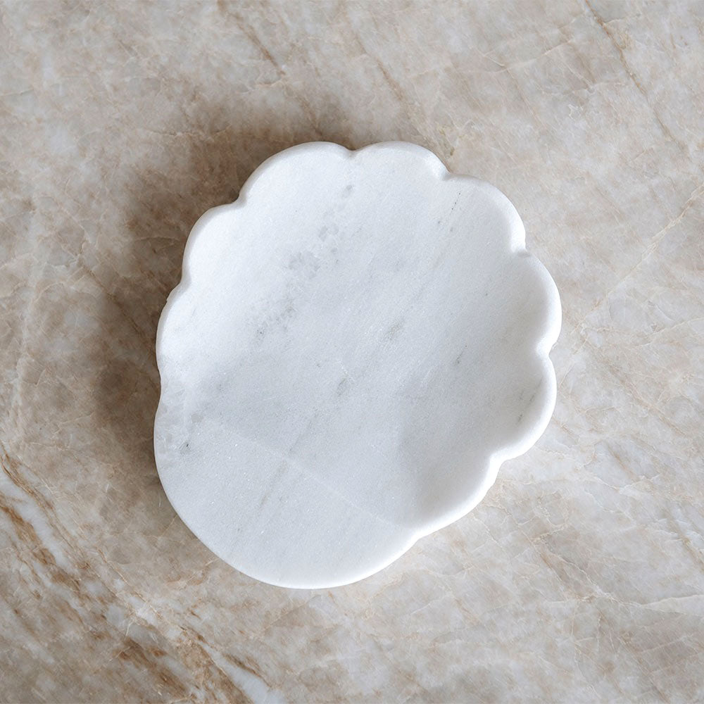 Petal Marble Spoon Rest - White