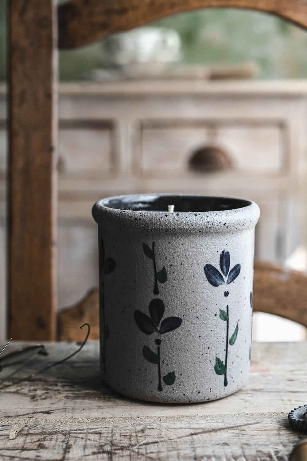 Ceramic Bloom Candle Crock