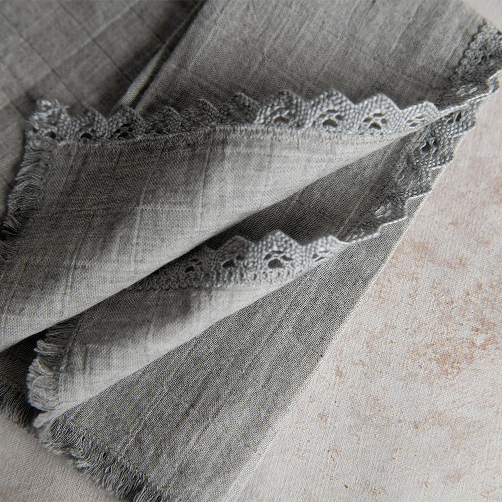 Pointelle Lace Napkin Set - Grey