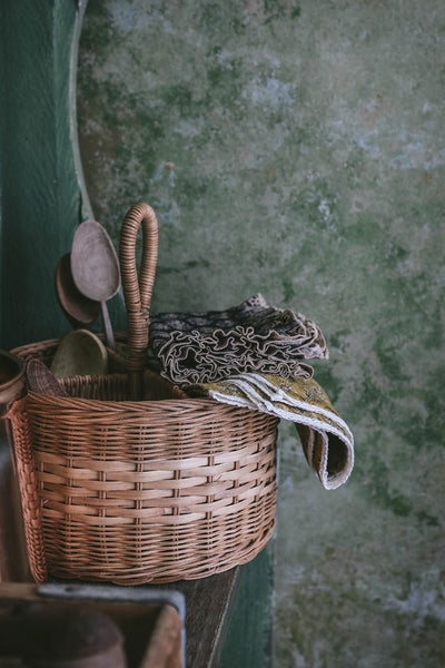 Block-Printed Tea Towel - Lace Edge