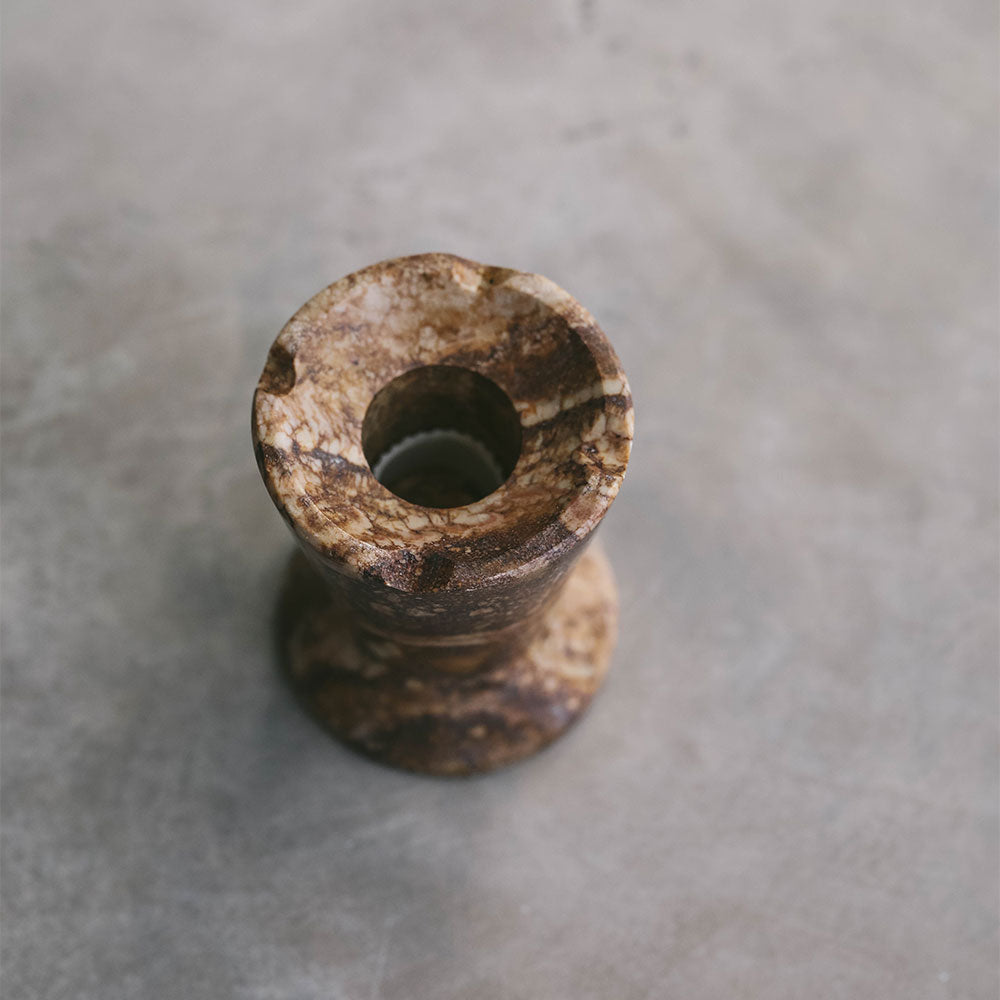 Red Travertine Candle Holder