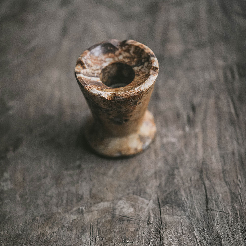 Red Travertine Candle Holder