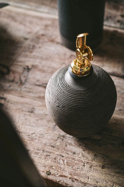 Brown Ribbed Ceramic Oil Bottle