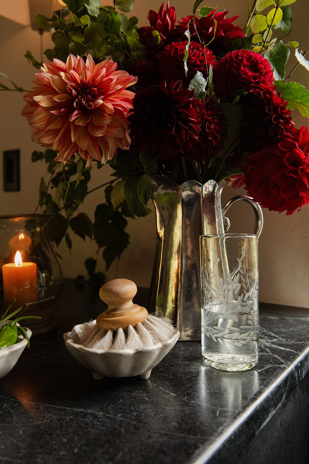 Handcrafted Tall Pewter Pitcher Vase