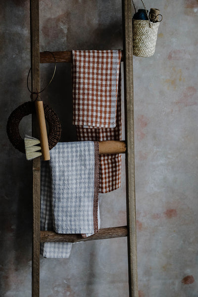 Gingham Linen Dish Towel - Cinnamon