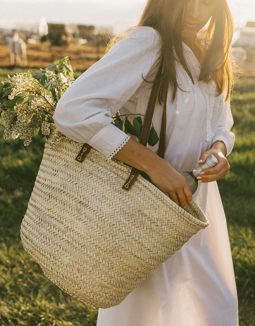 Double Handle Palm Leaf Shopper