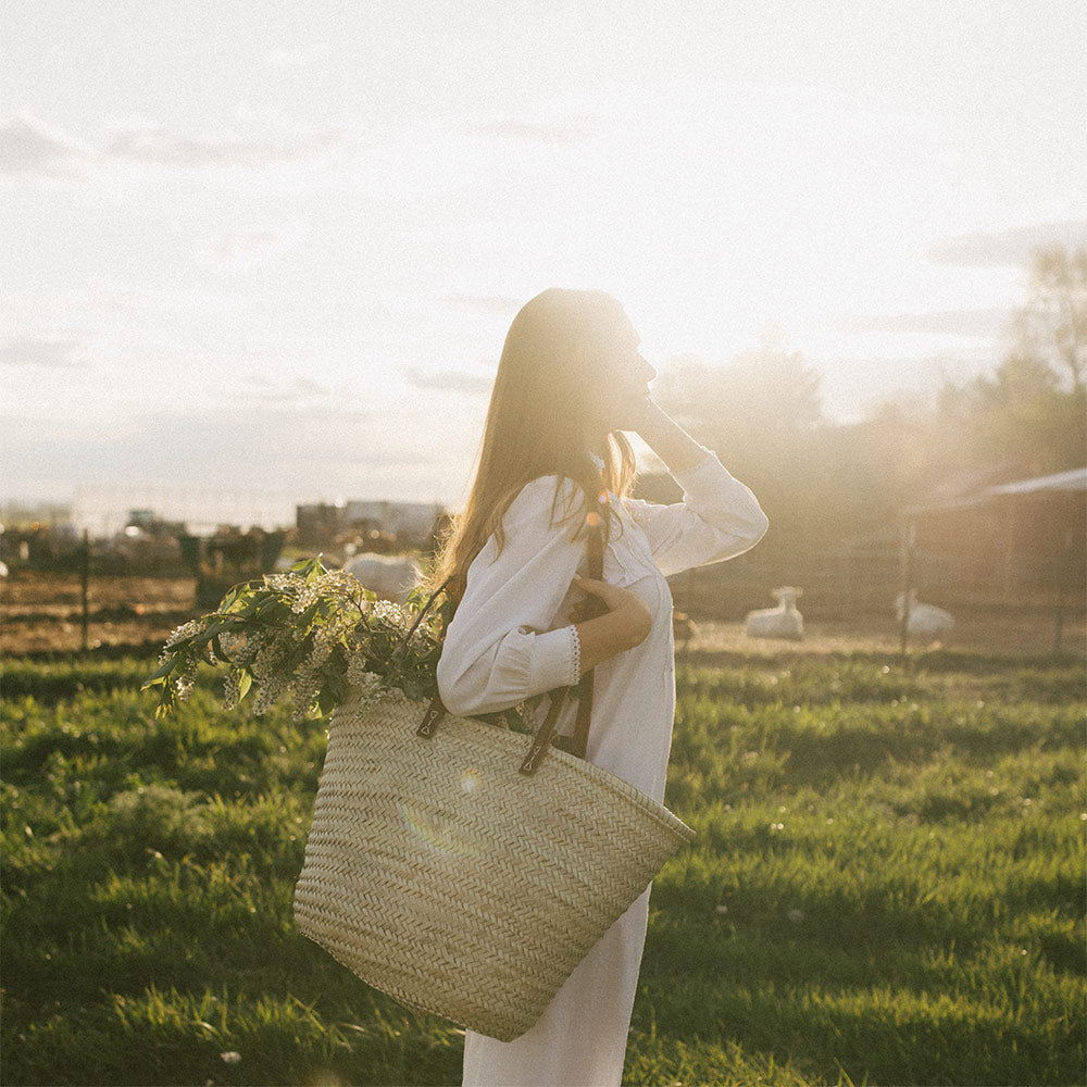 Double Handle Palm Leaf Shopper