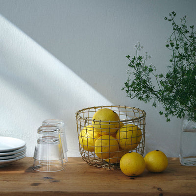 Round Brass Wire Storage Basket