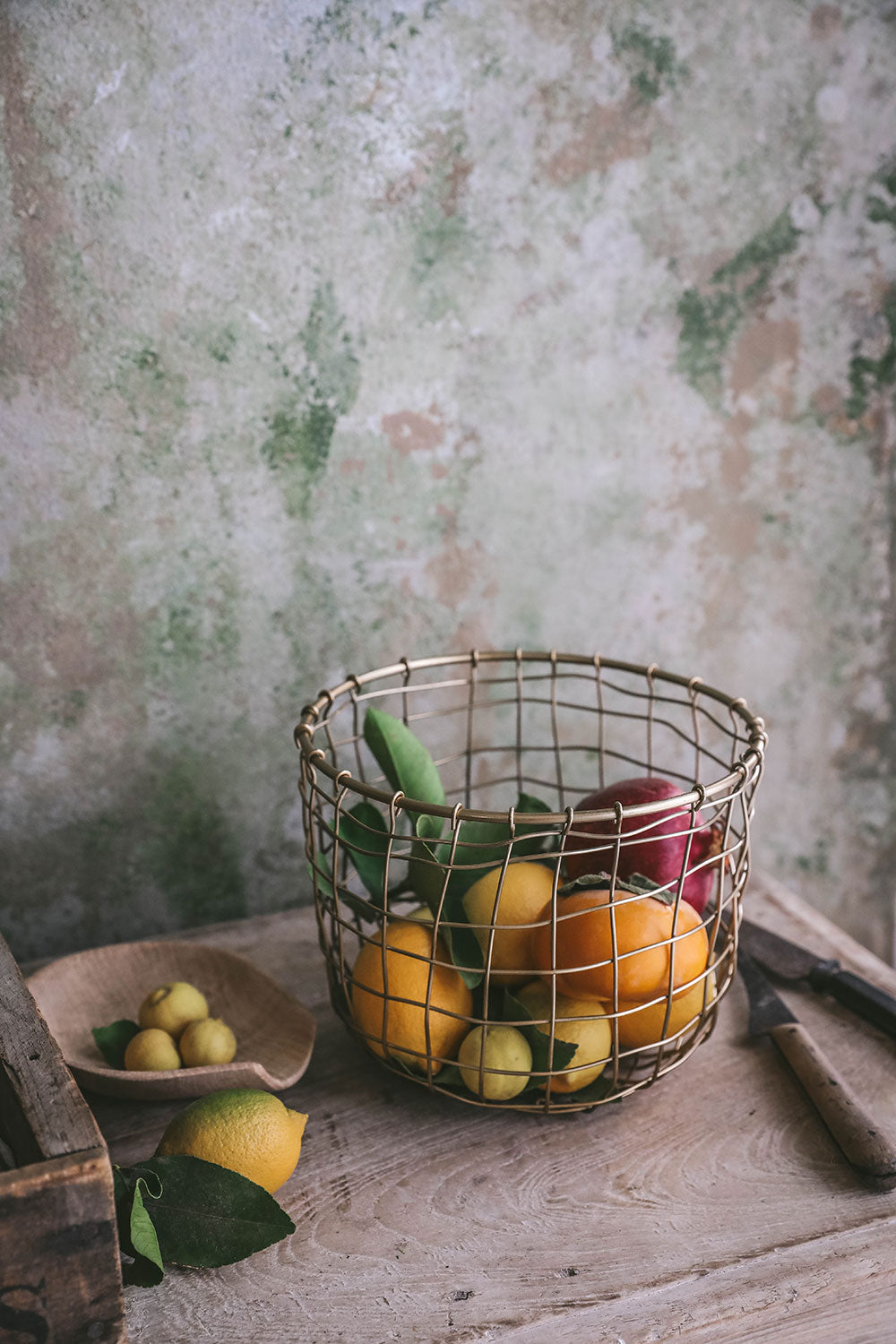 Round Brass Wire Storage Basket