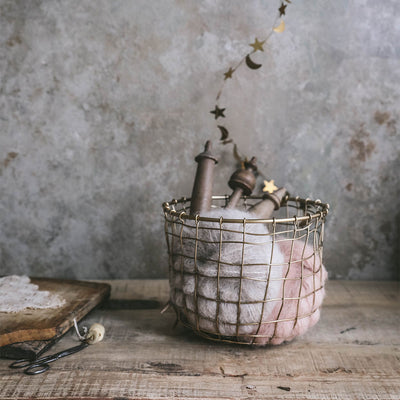 Round Brass Wire Storage Basket