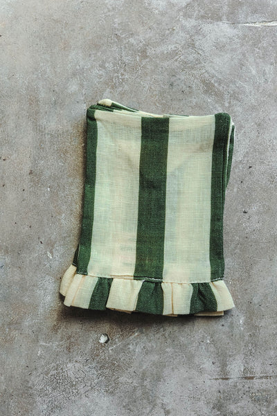 Ruffle Linen Tissue Cover - Olive
