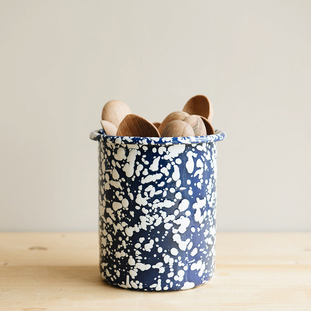 Splatterware Enamel Utensil Crock - Sky