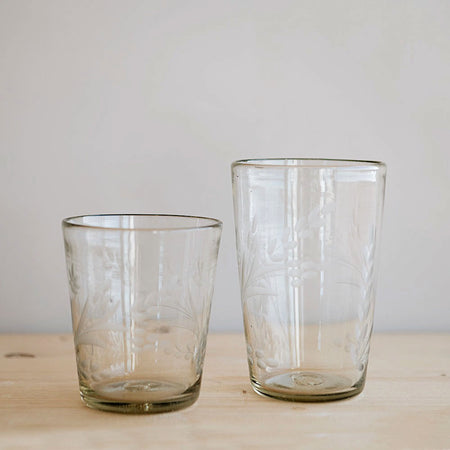 Hand-etched Stackable Floral Tumbler