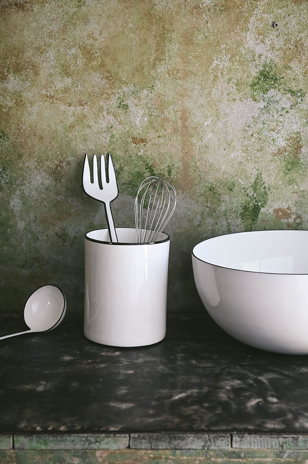 Stainless Steel Enamel Utensil Crock