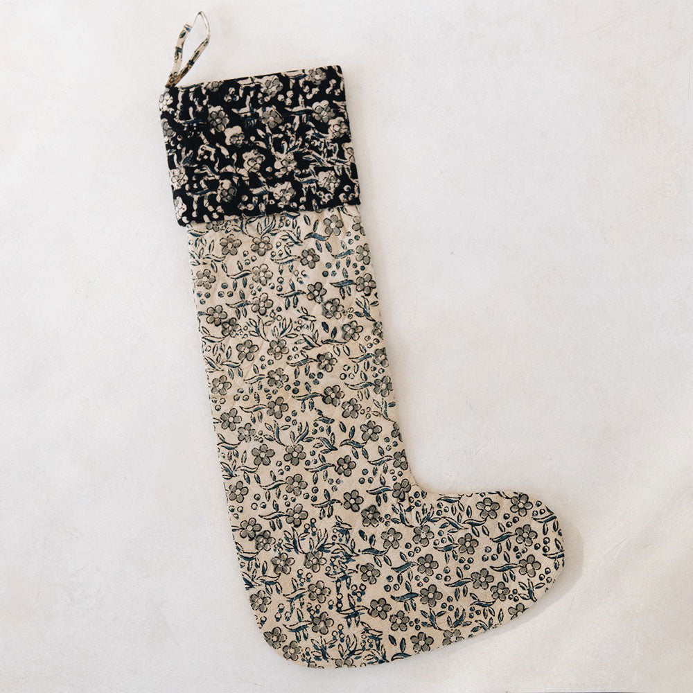 One-of-a-kind Block-Printed Stocking No. 0612