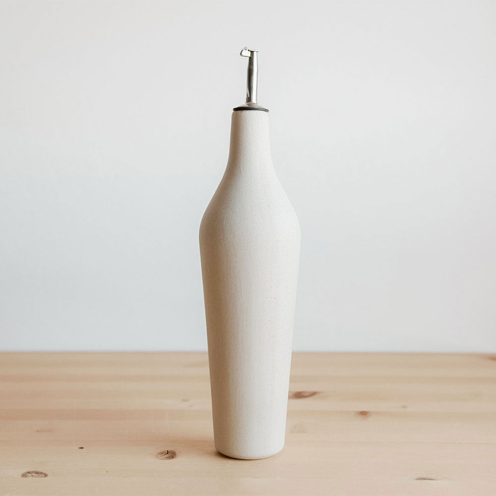 Minimal Stoneware Oil Bottle - Raw Finish