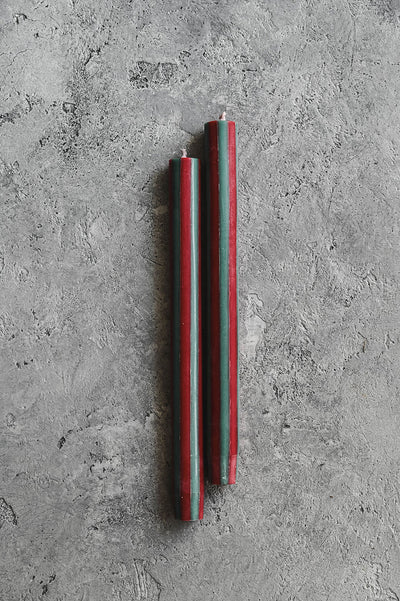 Striped Taper Candle Set