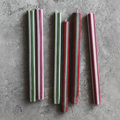 Striped Taper Candle Set