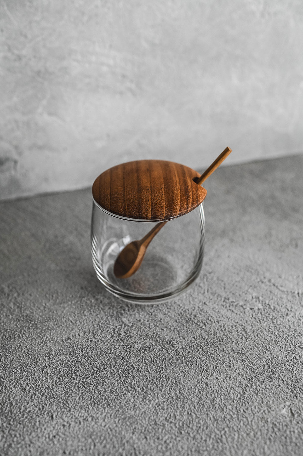 Teak & Glass Mini Spice Jar