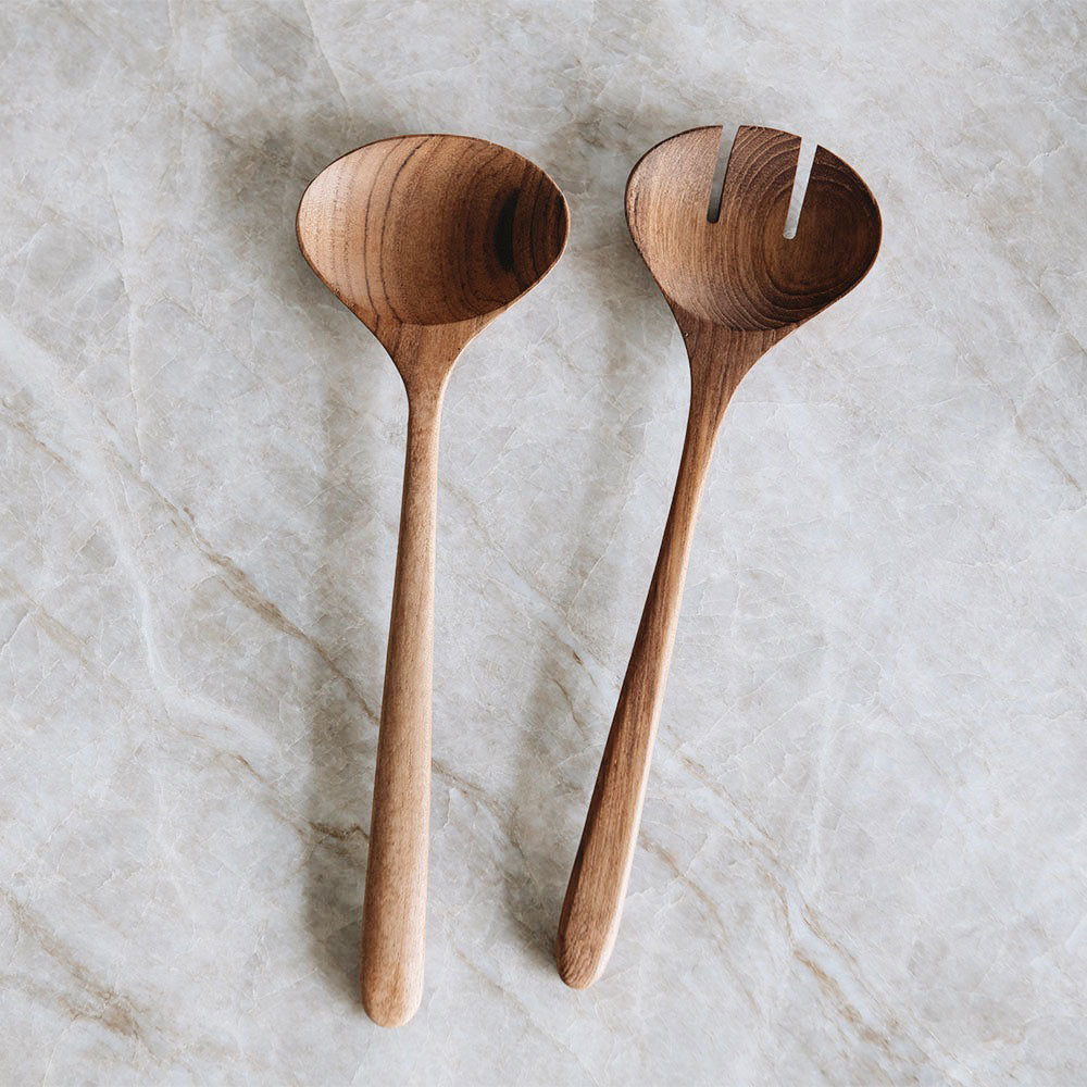 Teak Salad Server Set