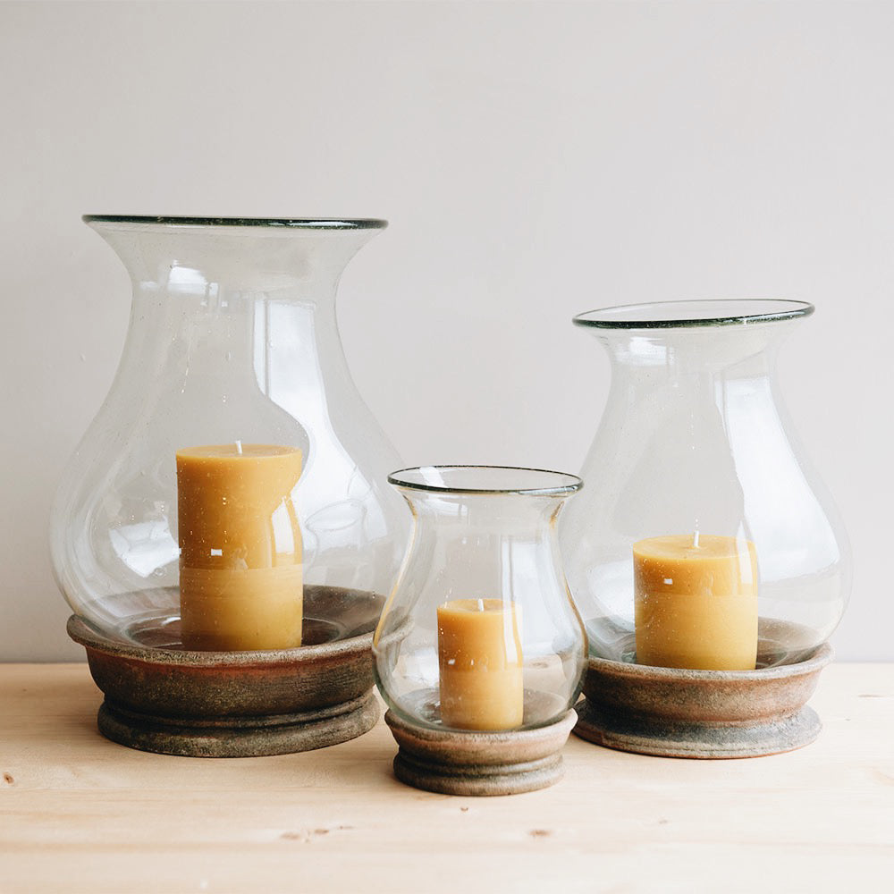 Aged Terracotta Hurricane Lantern